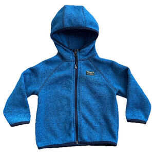 LL Bean Toddler  Hooded Fleece Jacket 12-18 Months Full Zip Blue Fleece Lined